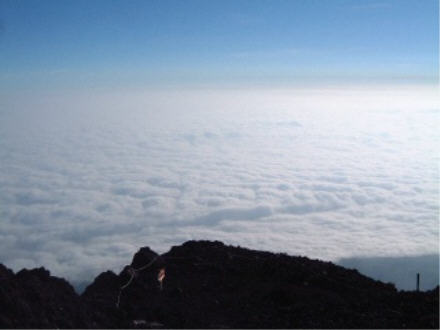 Looking down at cloud layer.
