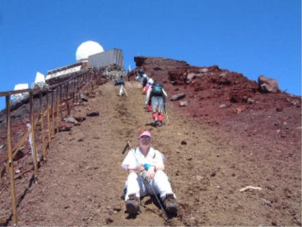Descending from the highest point.